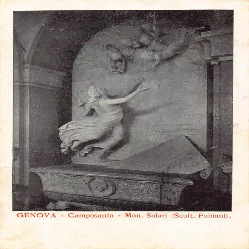 A654 Italien Genua Genua Camposanto Mon Solari Skulptur Postkarte