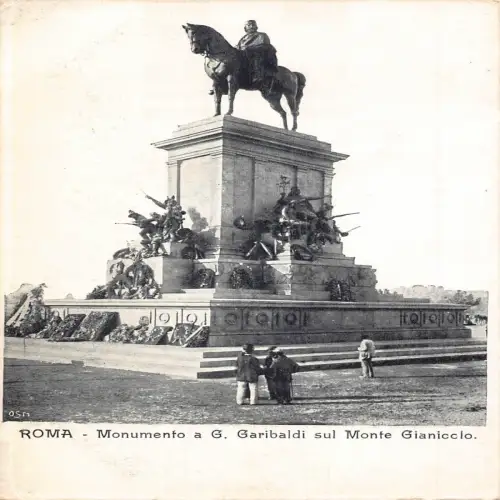 A655 Italien Monumento a G Garibaldi sul Monte Gianicclo Vintage Postkarte