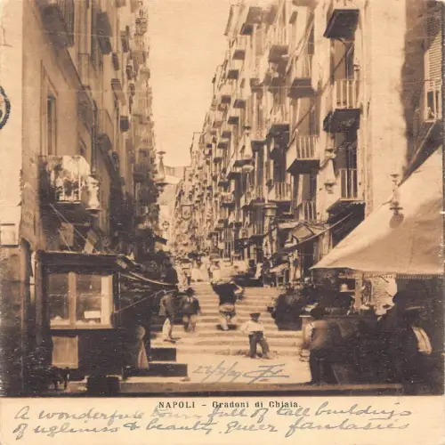 A655 Italien 1909 Napoli Neapel Gradoni di Chiaia Vintage Postkarte