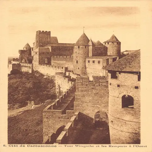 A656 Frankreich Cite de Carcassonne Tour Wisigothe Remparts a l'Ouest Tower Postkarte