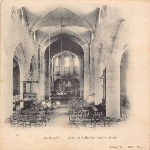 A656 Frankreich Dinan Nef de l'Eglise Saint Malo Vintage Postkarte