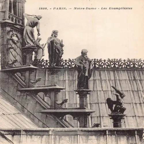 A657 Frankreich Paris Notre Dame Les Evangelistes Statuen Vintage Postkarte