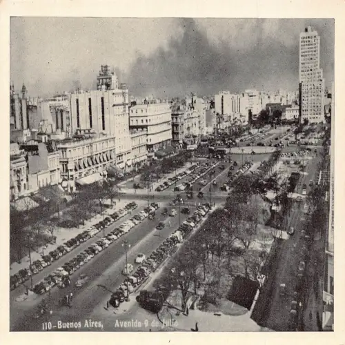 A667 Argentinien Buenos Aires Avenida 9 de Julio Autos Oldtimer Postkarte