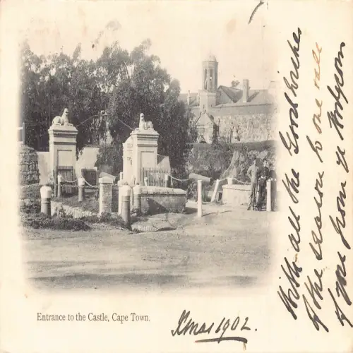 A667 Südafrika 1902 Eingang zum Schloss Kapstadt Vintage Postkarte
