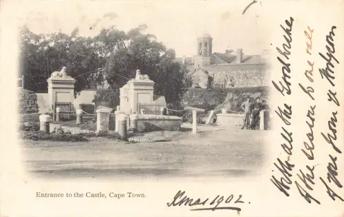 A667 Südafrika 1902 Eingang zum Schloss Kapstadt Vintage Postkarte