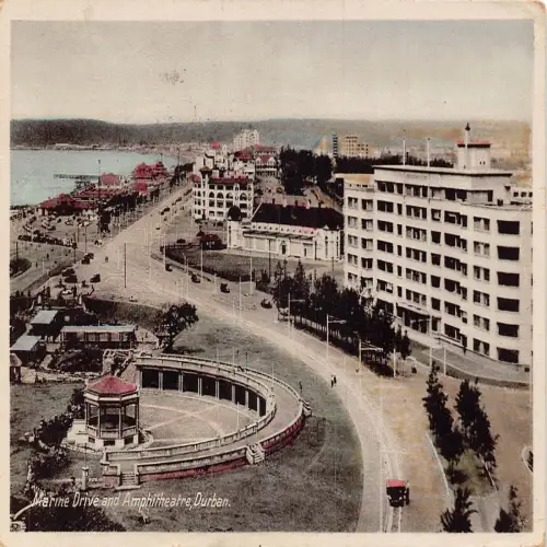 A668 Südafrika 1938 Durban Marine Drive und Amphitheater Vintage Postkarte