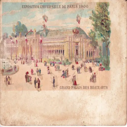 A659 Neuheit 1900 Ausstellung Universelle de Paris Grand Palais Glitzer Postkarte