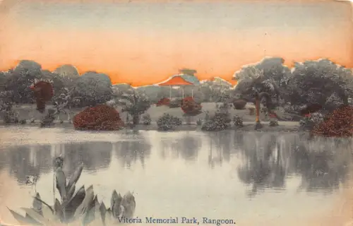 A669 Myanmar Burma Victoria Memorial Park Rangun See Postkarte