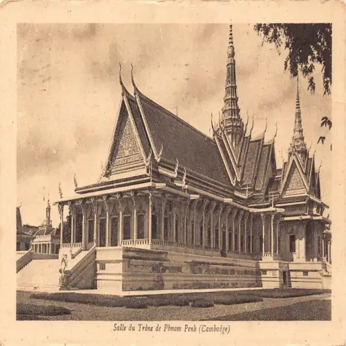 A669 Kambodscha 1931 Salle du Trone de Phnom Penh Tempel Vintage Postkarte