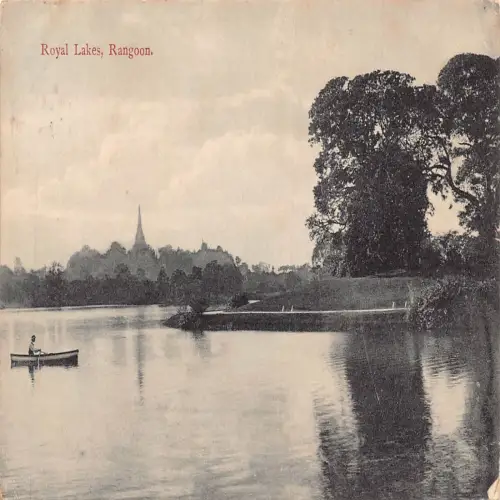 A669 Myanmar Burma Rangun Royal Lakes Boot 1914 Vintage Postkarte