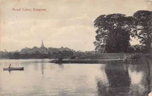A669 Myanmar Burma Rangun Royal Lakes Boot 1914 Vintage Postkarte