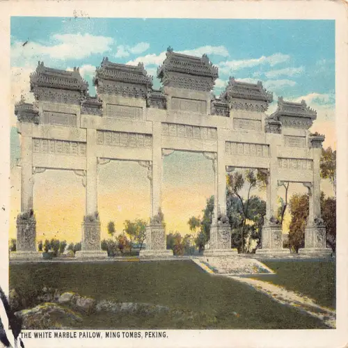 A669 China 1937 Peking Peking Ming Gräber weißer Marmor Eimer Vintage Postkarte