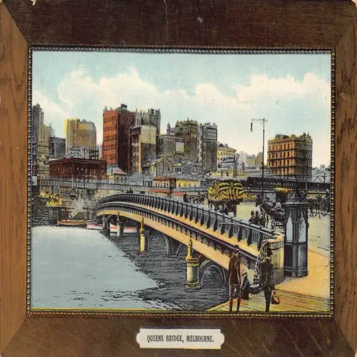 A670 Australien 1910 Queens Bridge Melbourne Passepartout Vintage Postkarte
