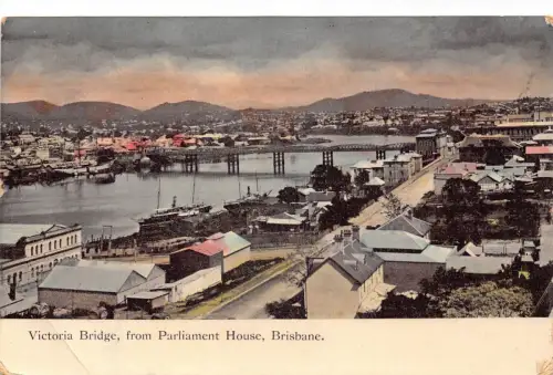 A670 Australien 1908 Victoria Bridge vom Parlamentsgebäude Brisbane Postkarte