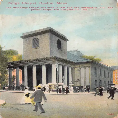 A672 US Massachusetts Boston Kings Chapel Vintage Postkarte