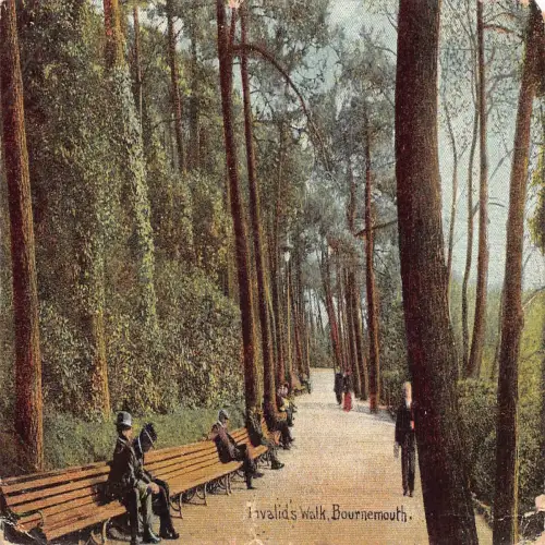 B115 England 1908 Invalid's Walk Bournemouth Vintage Postkarte