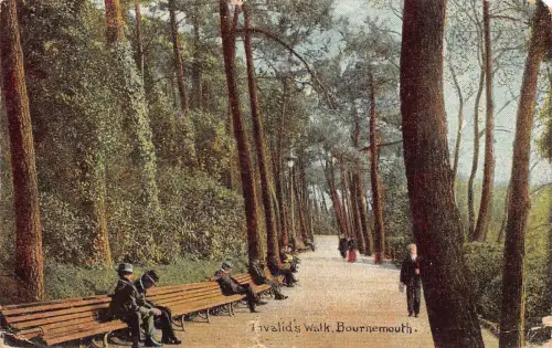 B115 England 1908 Invalid's Walk Bournemouth Vintage Postkarte