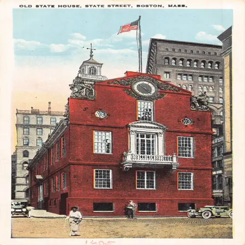 A672 US Massachusetts Boston Old State House State Street Vintage Postkarte