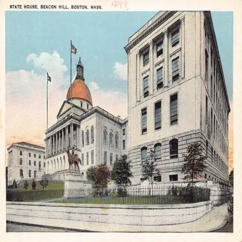 A672 US Massachusetts Boston State House Beacon Hill Vintage Postkarte