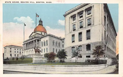 A672 US Massachusetts Boston State House Beacon Hill Vintage Postkarte