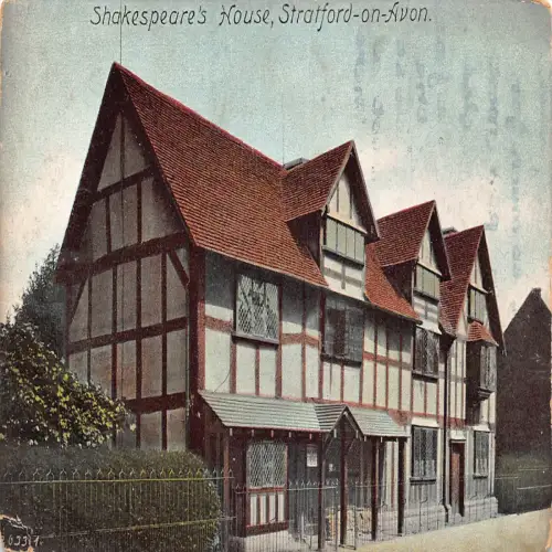 B116 England Shakespeares Haus Stratford-on-Avon Rat Belohnungskarte Postkarte