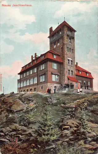B111 Tschechien Neues Jeschkenhaus 1907 Jeschkenkoppe Scherzhaus Postkarte