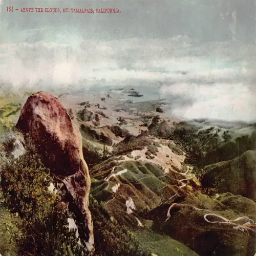 A673 US California Mt Tamalpais Above the Clouds Vintage Postkarte