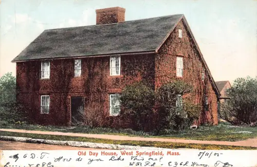 A673 US Massachusetts West Springfield 1905 Old Day House Postkarte