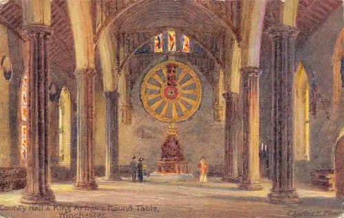 B115 England County Hall und King's Arthur Round Table Winchester Postkarte