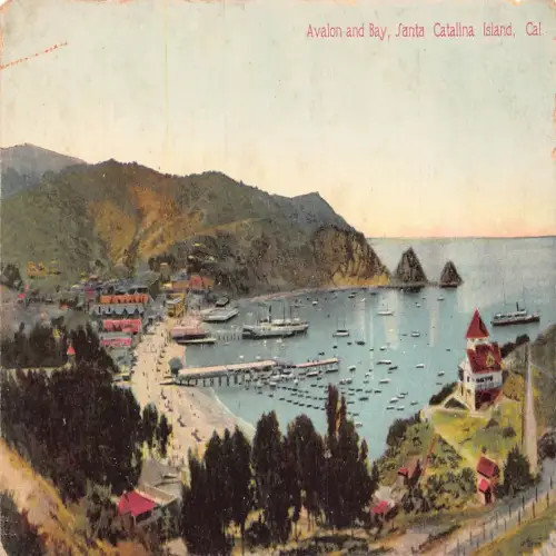 A673 US Kalifornien Santa Catalina Insel Avalon und Bay Boats Postkarte