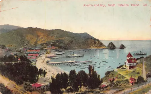 A673 US Kalifornien Santa Catalina Insel Avalon und Bay Boats Postkarte