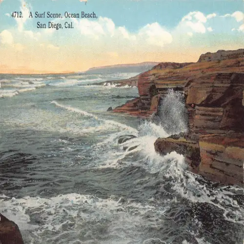 A673 US Kalifornien San Diego Ozean Strand Surf Szene Postkarte