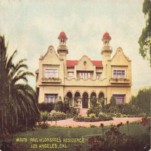 A674 US Paul de Longpre's Residence Los Angeles Kalifornien Postkarte