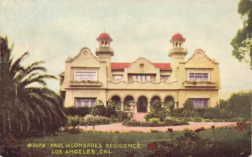 A674 US Paul de Longpre's Residence Los Angeles Kalifornien Postkarte