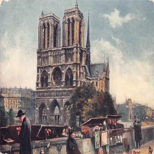 A677 Frankreich 1905 Paris Notre Dame Antik Verkäufer Kunst Vintage Postkarte