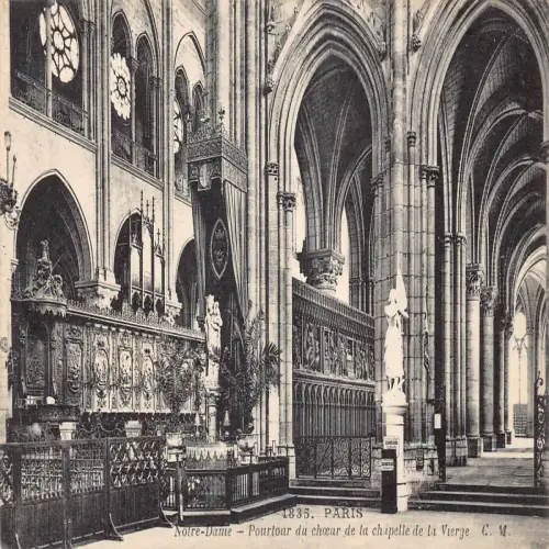 A677 Frankreich Paris Notre Dame Pourtour de Chapelle de la Vierge Vintage Postkarte