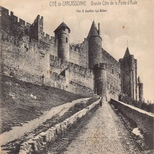 A677 Frankreich Cite de Carcassonne Grande Cote Porte d'Aude Vintage Postkarte