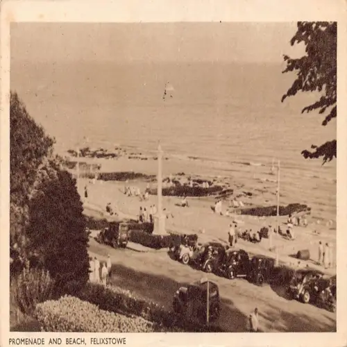 B126 England 1949 Felixstowe Promenade and Beach Vintage Postkarte