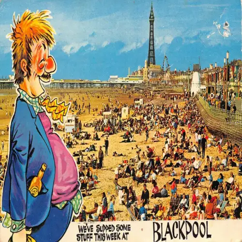 B126 England 1974 Wir haben diese Woche einige Sachen am Blackpool Beach Postkarte ausgestopft