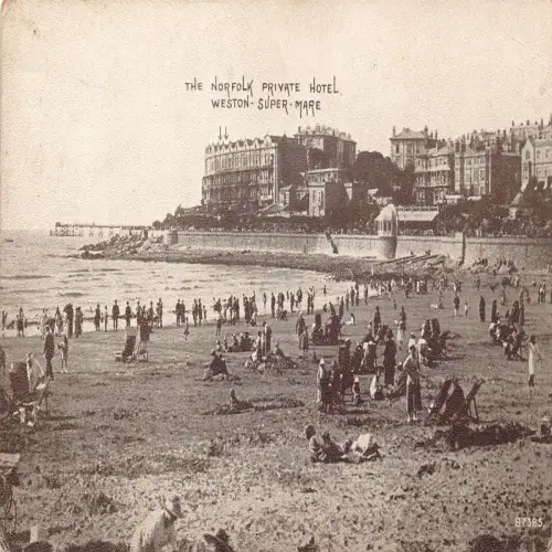 B127 England Norfolk Private Hotel Weston Super Mare Vintage Postkarte