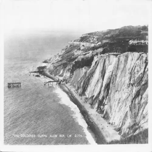 B128 England Coloured Cliffs Alum Bay Isle of Wight RPPC Vintage Postkarte