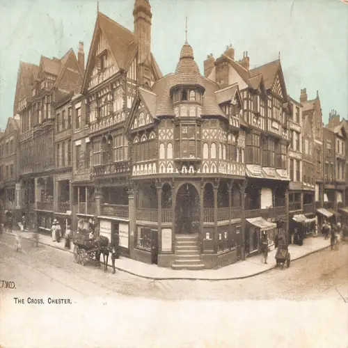 B128 England 1905 The Cross Chester Vintage Postkarte
