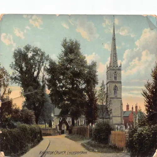 B130 England 1907 Knighton Church Leicestershire Vintage Postkarte