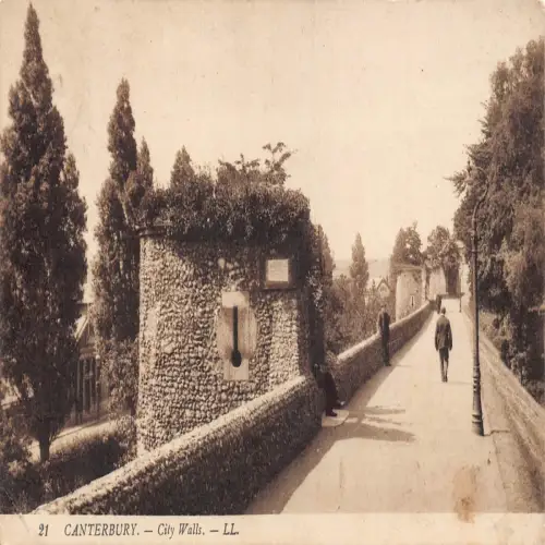 B129 England Canterbury 1912 City Walls Vintage Postkarte