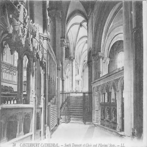 B129 England 1908 Canterbury Cathedral South Transept of Choir Vintage Postkarte