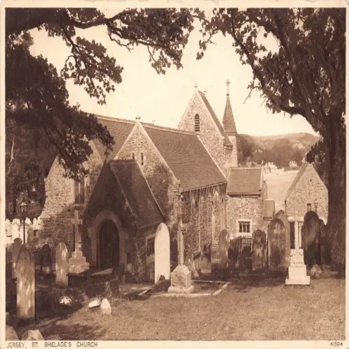 B128 England Jersey St Brelade's Church Vintage Postkarte