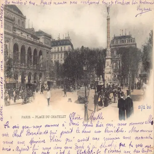 A678 Frankreich 1900 Paris Place du Chatelet Belebter Platz Vintage Postkarte