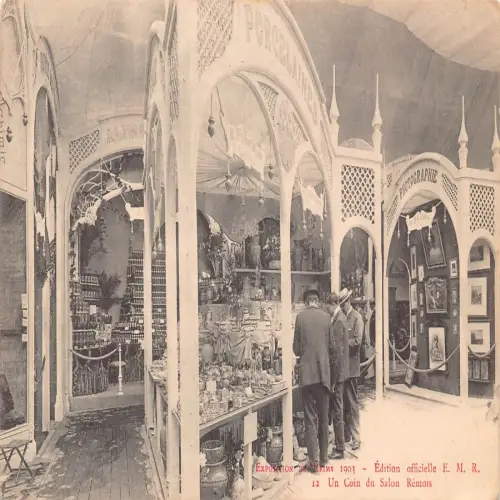A678 Frankreich 1903 Exposition de Reims Un coin du Salon Remois Vintage Postkarte