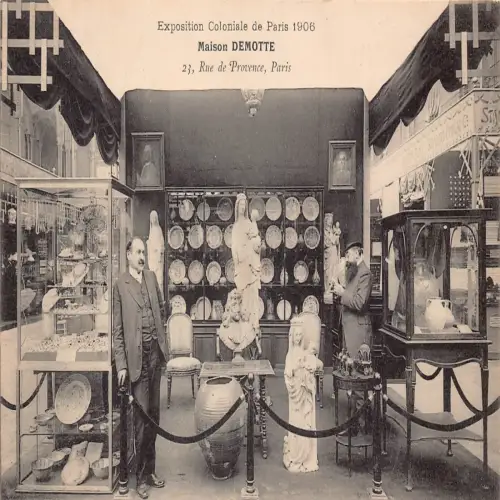 A678 Frankreich Paris 1906 Ausstellung Coloniale Maison Demotte Vintage Postkarte