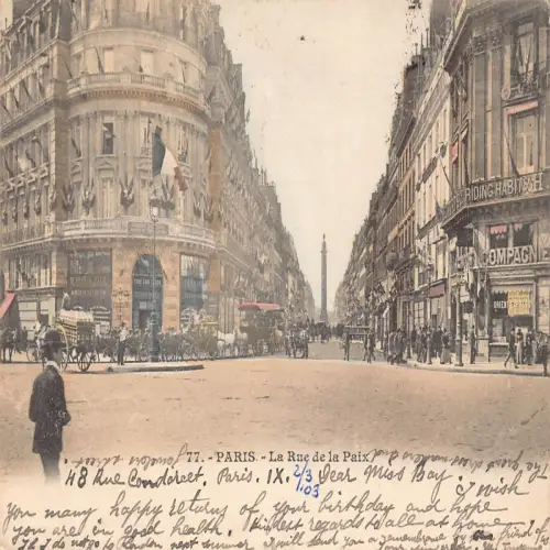 A678 Frankreich 1903 Paris Rue de la Paix Straßenreitgewohnheiten Postkarte